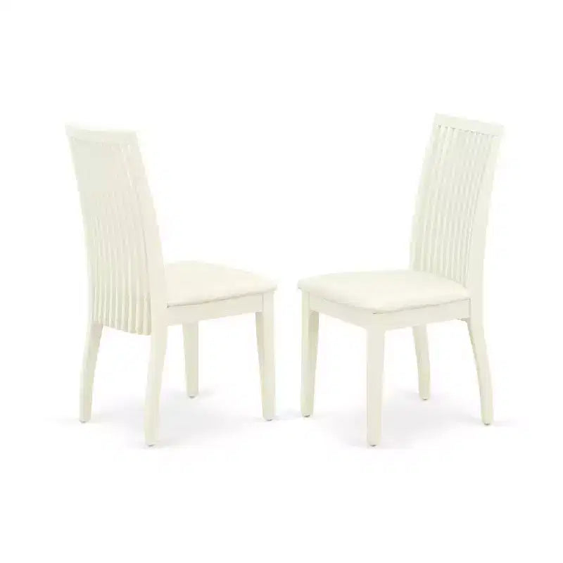 Ensemble Table et Chaises de Salle à Manger Pliantes Trois Pièces avec Plateau en Bois Massif Blanc Lin