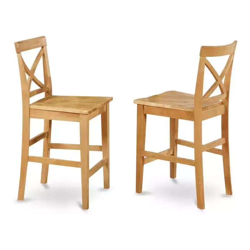 Ensemble table de salle à manger en bois massif avec placage de chêne naturel, trois pièces - 4 places