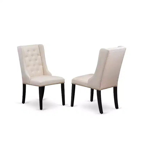 3-Piece Black and Cherry Finish Solid Wood Top - Button Tufted Dining Room Set - Seats 4