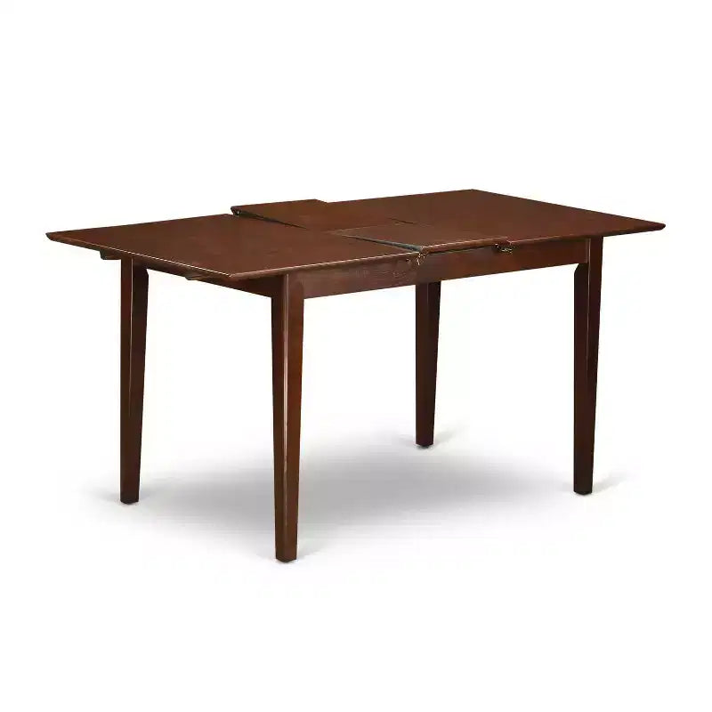 Ensemble de salle à manger 3 pièces rectangulaire avec plateau en bois massif finition acajou et rallonge papillon