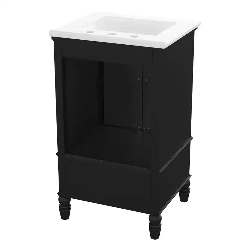 Meuble-lavabo de salle de bain 20 po avec évier 2 portes, butoir magnétique, pieds réglables, tiroir blanc
