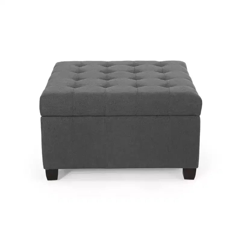 Banc de rangement carré de 31 po, banc de bout de lit de style ottoman avec couvercle touffeté, ottoman pour salon, entrée