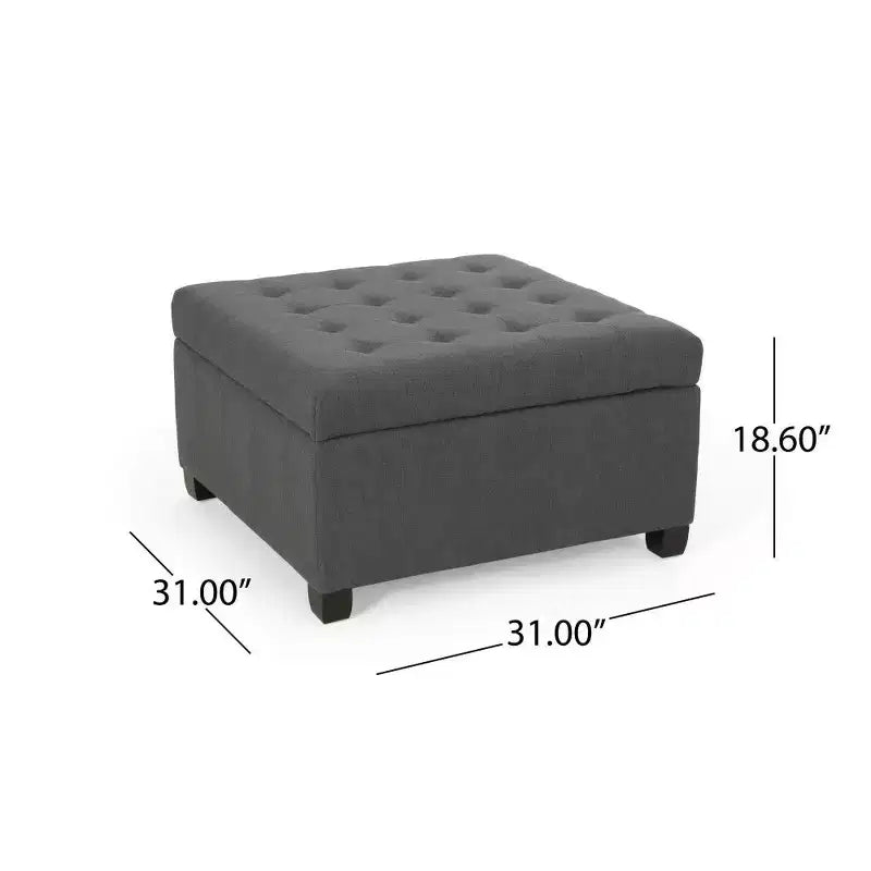 Banc de rangement carré de 31 po, banc de bout de lit de style ottoman avec couvercle touffeté, ottoman pour salon, entrée