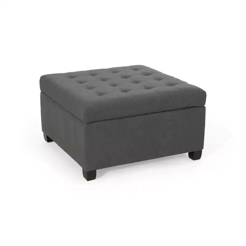 Banc de rangement carré de 31 po, banc de bout de lit de style ottoman avec couvercle touffeté, ottoman pour salon, entrée