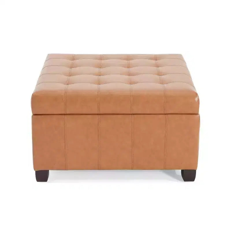 Banc de rangement carré de 31 po, banc de bout de lit de style ottoman avec couvercle touffeté, ottoman pour salon, entrée