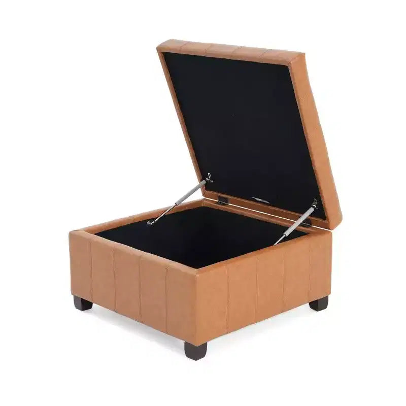 Banc de rangement carré de 31 po, banc de bout de lit de style ottoman avec couvercle touffeté, ottoman pour salon, entrée