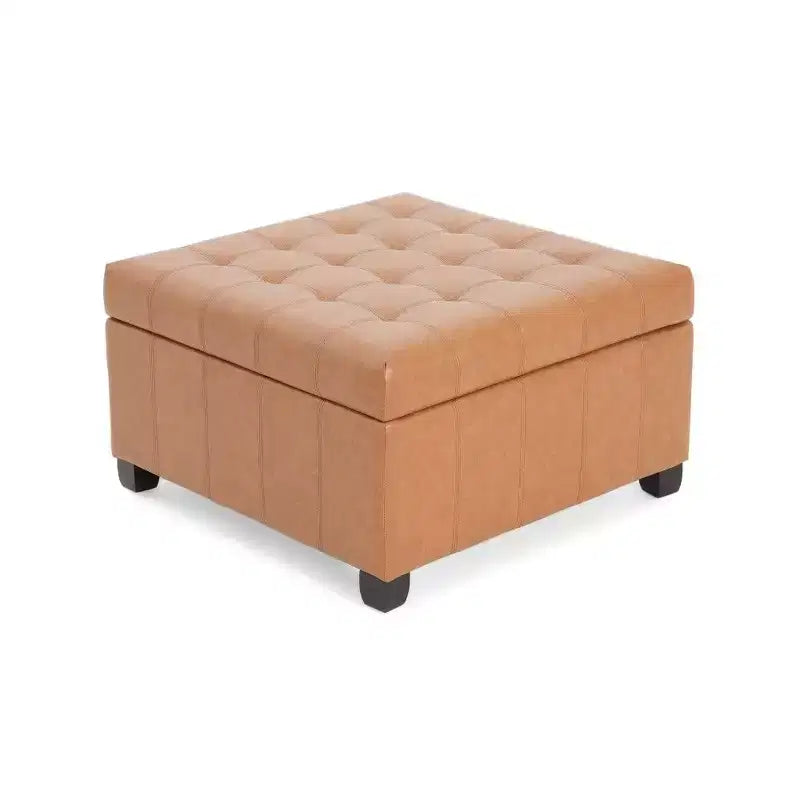 Banc de rangement carré de 31 po, banc de bout de lit de style ottoman avec couvercle touffeté, ottoman pour salon, entrée
