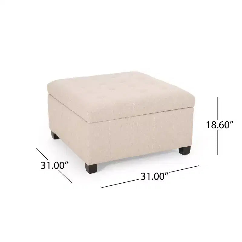 Banc de rangement carré de 31 po, banc de bout de lit de style ottoman avec couvercle touffeté, ottoman pour salon, entrée