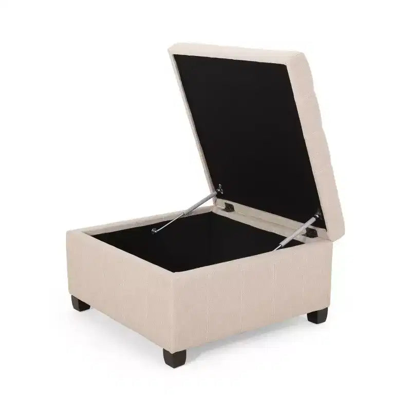 Banc de rangement carré de 31 po, banc de bout de lit de style ottoman avec couvercle touffeté, ottoman pour salon, entrée