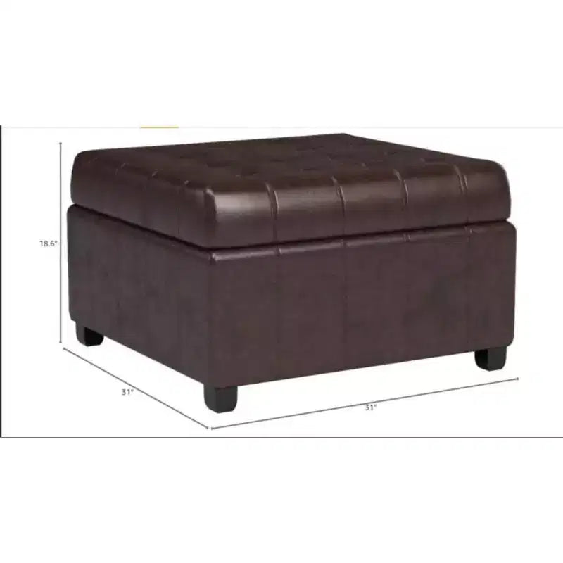 Banc de rangement carré de 31 po, banc de bout de lit de style ottoman avec couvercle touffeté, ottoman pour salon, entrée