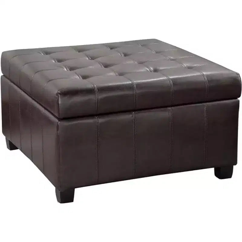 Banc de rangement carré de 31 po, banc de bout de lit de style ottoman avec couvercle touffeté, ottoman pour salon, entrée
