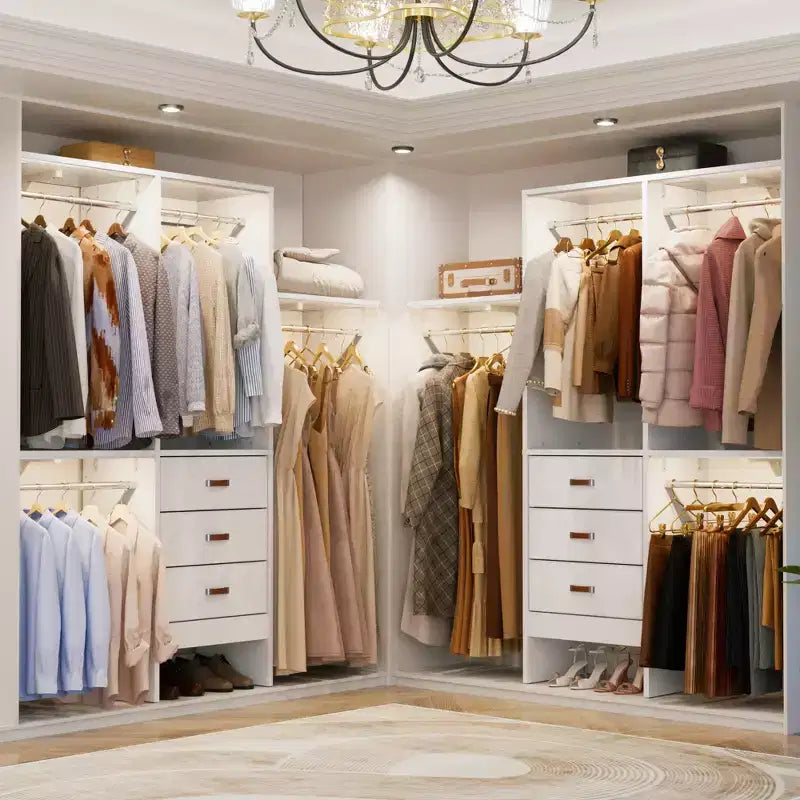 Système d'organisation de placard de 1,5 m avec tiroirs en tissu, armoire de placard avec tringles de suspension