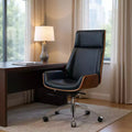 Fauteuil de bureau de direction pivotant et roulant, réglable en hauteur, en palissandre noir et argenté