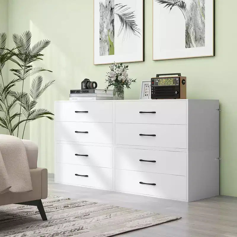 Lot de 2 boîtes de rangement empilables à double tiroir avec dispositif anti-basculement