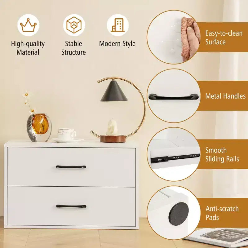 Lot de 2 boîtes de rangement empilables à double tiroir avec dispositif anti-basculement