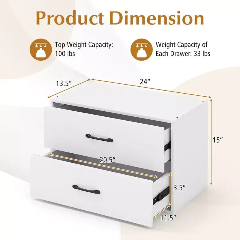 Lot de 2 boîtes de rangement empilables à double tiroir avec dispositif anti-basculement