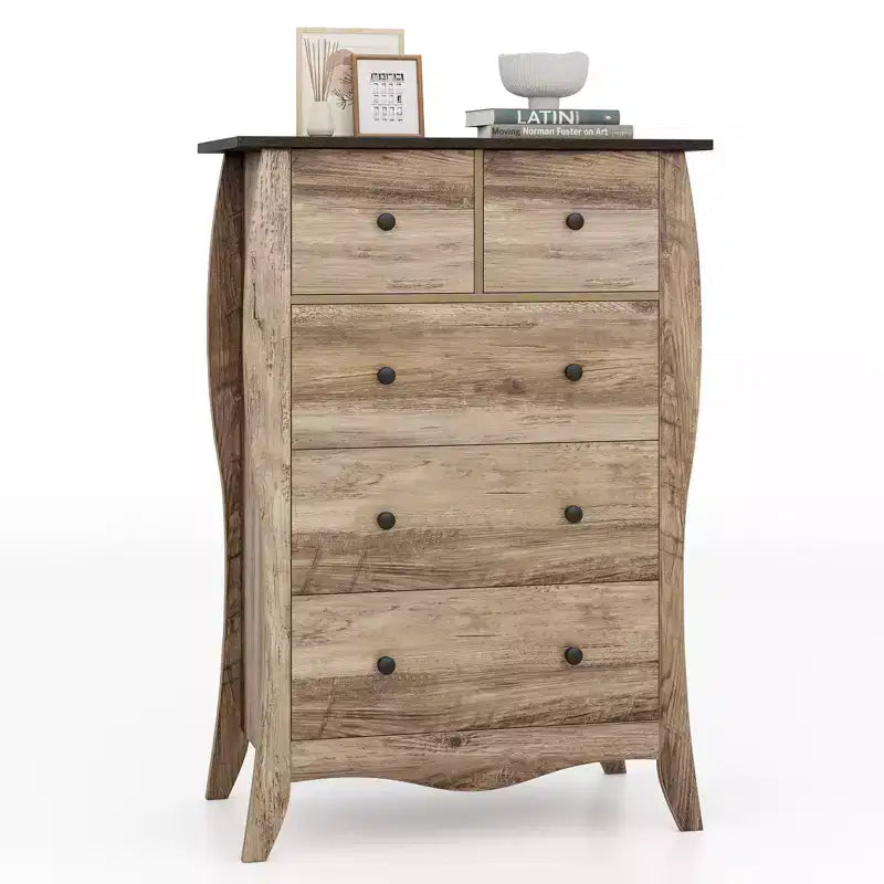 2 commodes de ferme de 96,5 cm avec 5 tiroirs en tissu pliant et kit anti-basculement