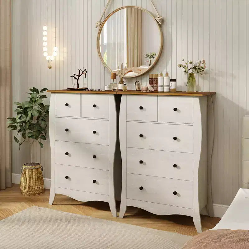 2 commodes de ferme de 96,5 cm avec 5 tiroirs en tissu pliant et kit anti-basculement