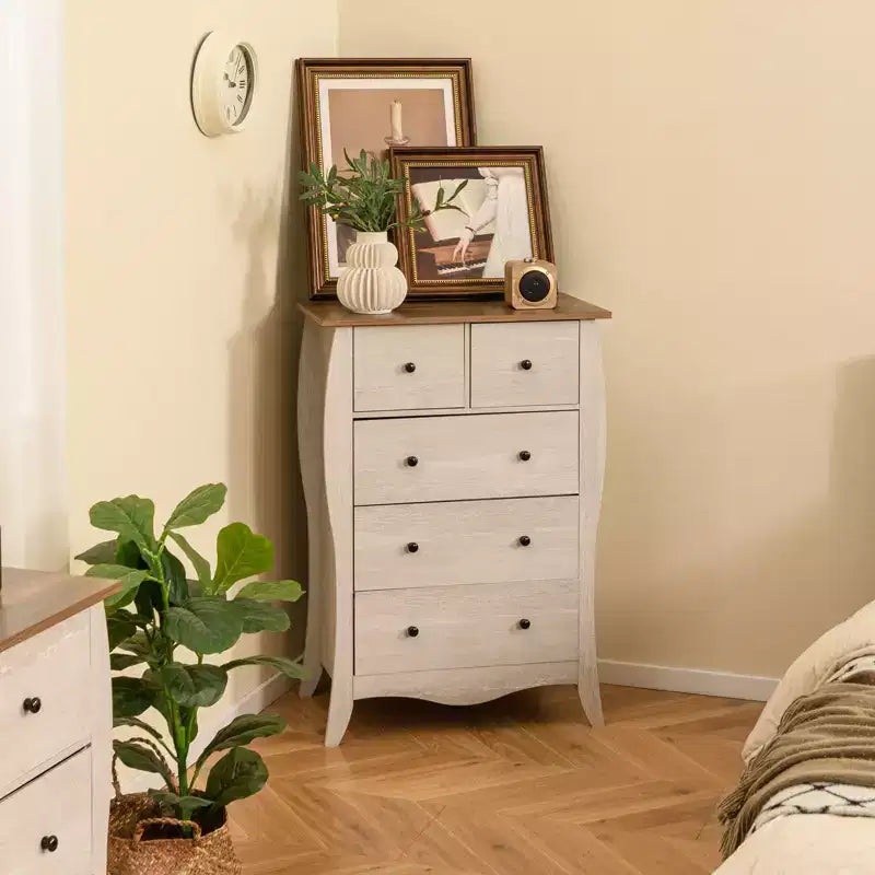 2 commodes de ferme de 96,5 cm avec 5 tiroirs en tissu pliant et kit anti-basculement