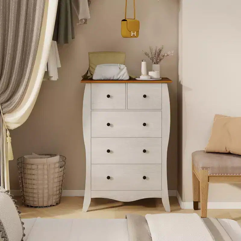 2 commodes de ferme de 96,5 cm avec 5 tiroirs en tissu pliant et kit anti-basculement