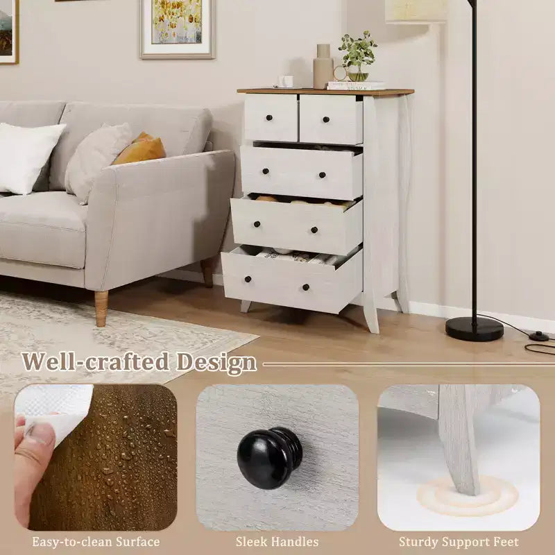 2 commodes de ferme de 96,5 cm avec 5 tiroirs en tissu pliant et kit anti-basculement