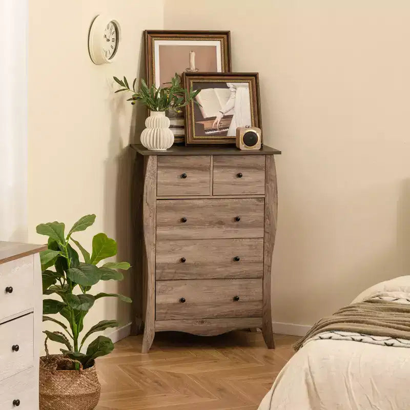 2 commodes de ferme de 96,5 cm avec 5 tiroirs en tissu pliant et kit anti-basculement