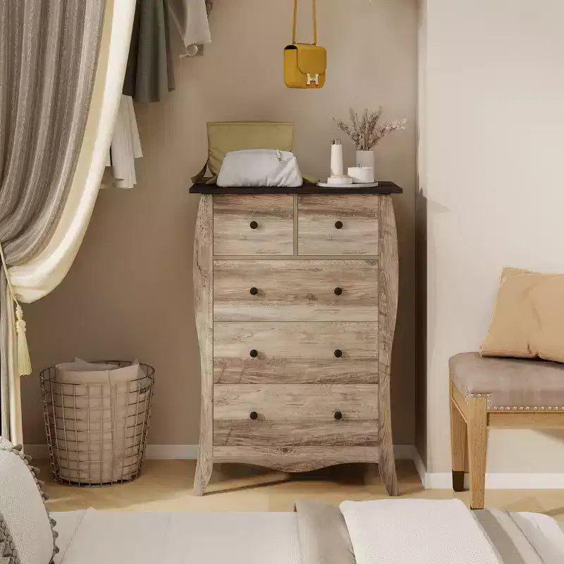 2 commodes de ferme de 96,5 cm avec 5 tiroirs en tissu pliant et kit anti-basculement