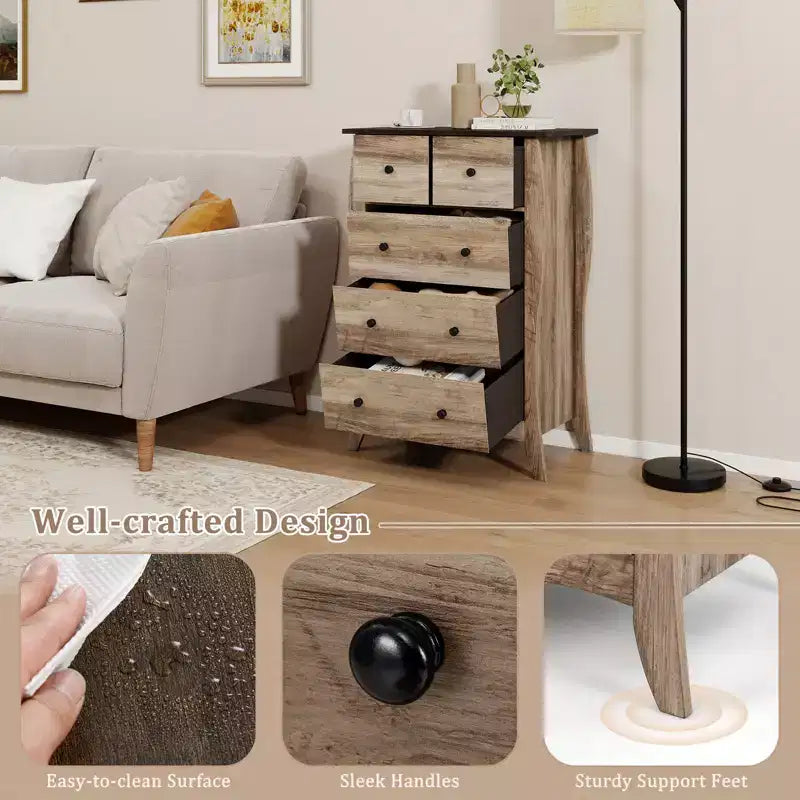 2 commodes de ferme de 96,5 cm avec 5 tiroirs en tissu pliant et kit anti-basculement