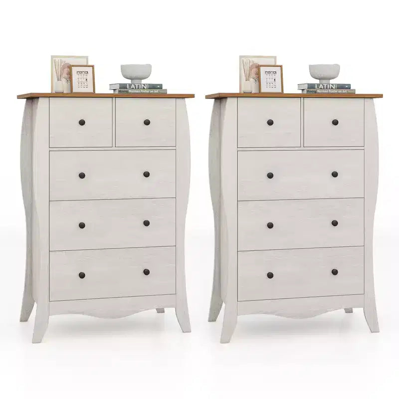 2 commodes de ferme de 96,5 cm avec 5 tiroirs en tissu pliant et kit anti-basculement