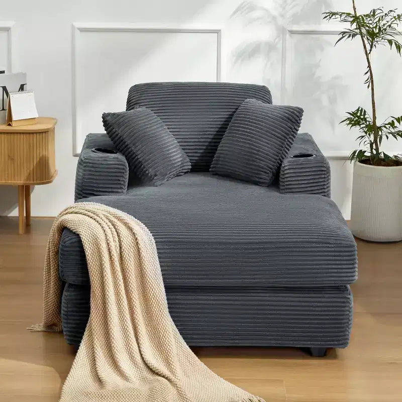 Canapé inclinable en velours côtelé avec pouf Fauteuil d'appoint moderne pour salon ou chambre à coucher
