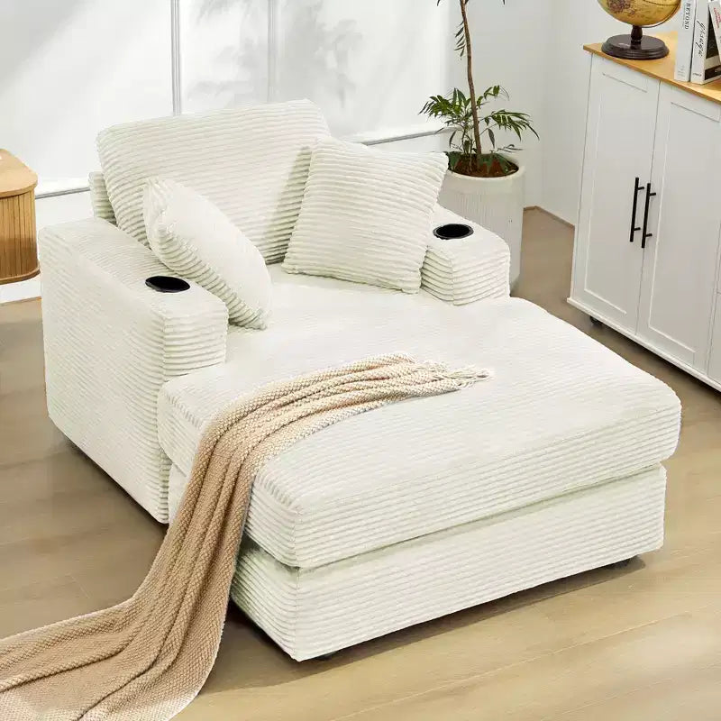 Canapé inclinable en velours côtelé avec pouf Fauteuil d'appoint moderne pour salon ou chambre à coucher