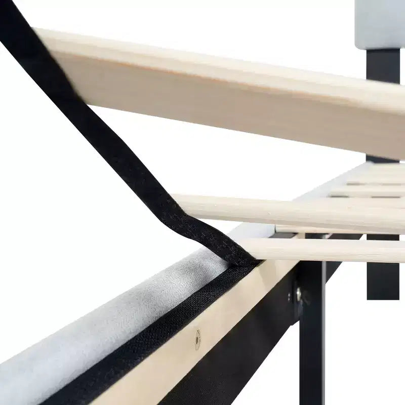 Lit plateforme capitonné jumeau avec support de matelas à lattes en bois