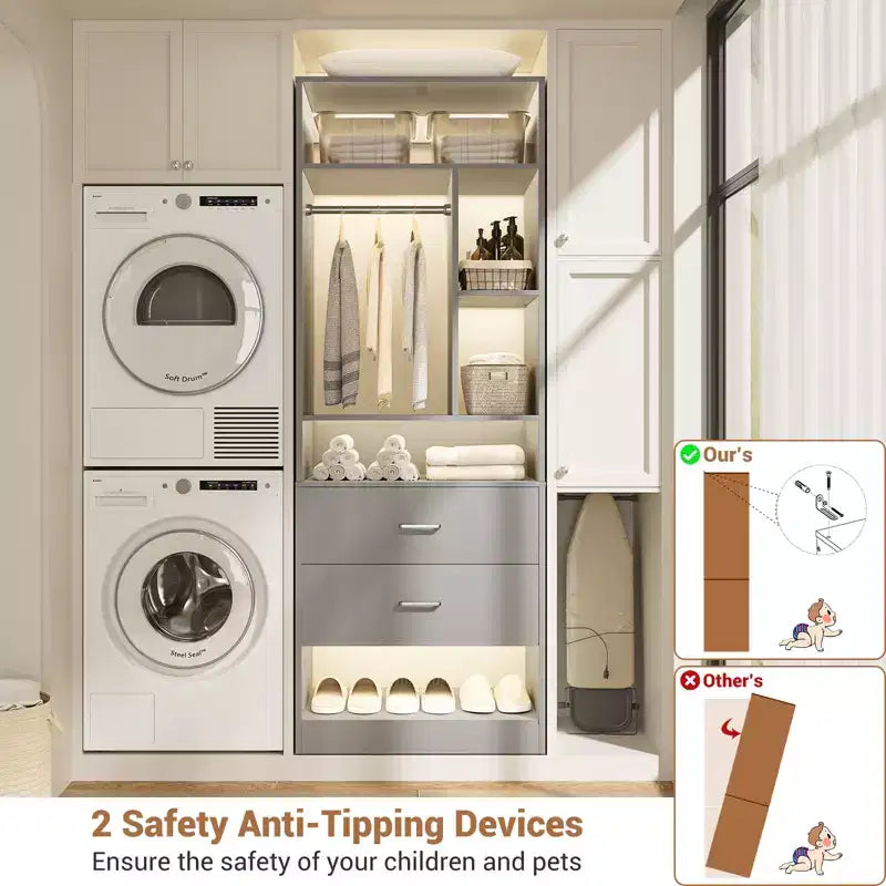 Système de rangement avec 2 tiroirs en bois