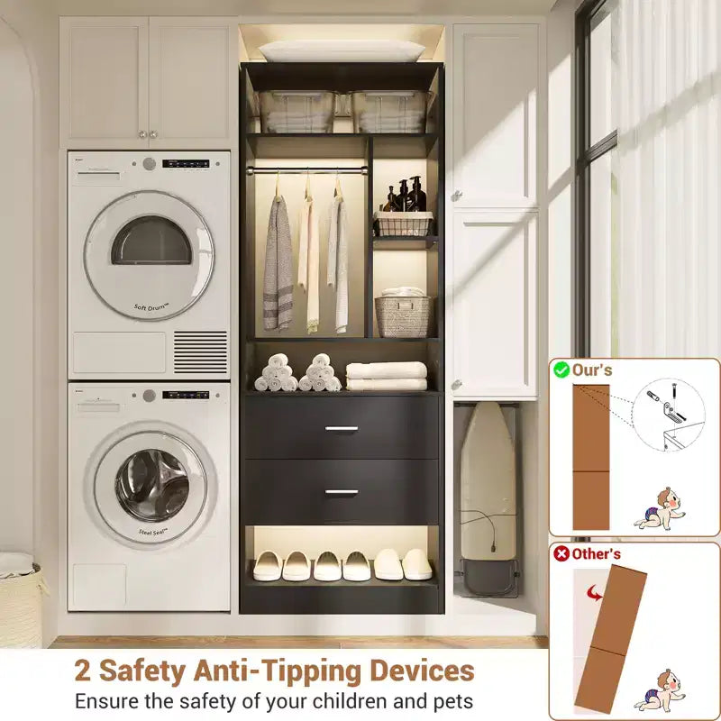Système de rangement avec 2 tiroirs en bois