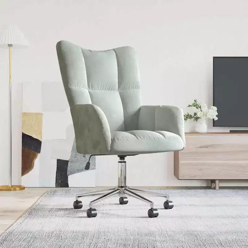 Chaise longue, velours gris clair (100 % polyester), acier standard.