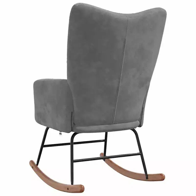 Fauteuil à bascule d'appoint avec siège rembourré pour salon en velours – Gris foncé Sans repose-pieds
