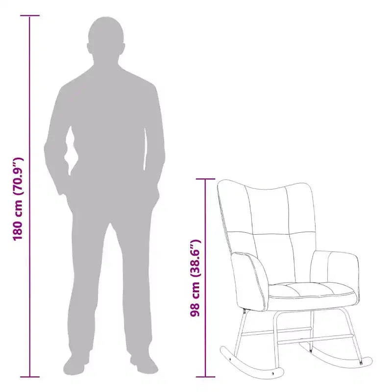 Fauteuil à bascule d'appoint avec siège rembourré pour salon en velours – Gris foncé Sans repose-pieds