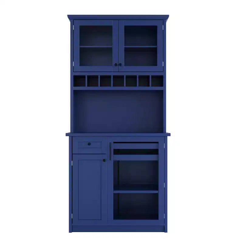 Buffet de cuisine de 190,5 cm de hauteur avec portes vitrées, meuble de rangement autoportant pour cuisine, salle à manger ou salon