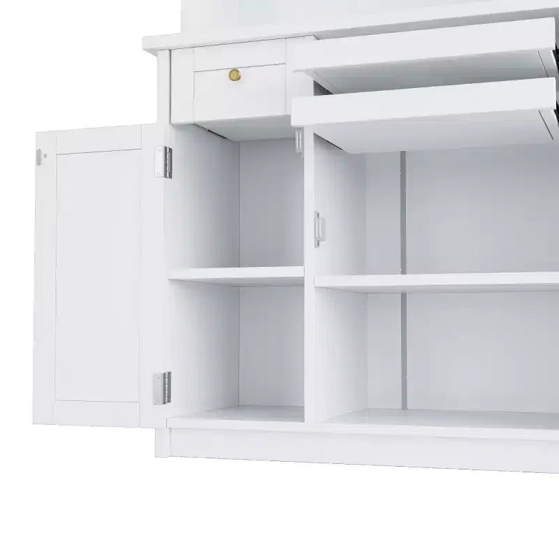 Buffet de cuisine de 190,5 cm de hauteur avec portes vitrées, meuble de rangement autoportant pour cuisine, salle à manger ou salon