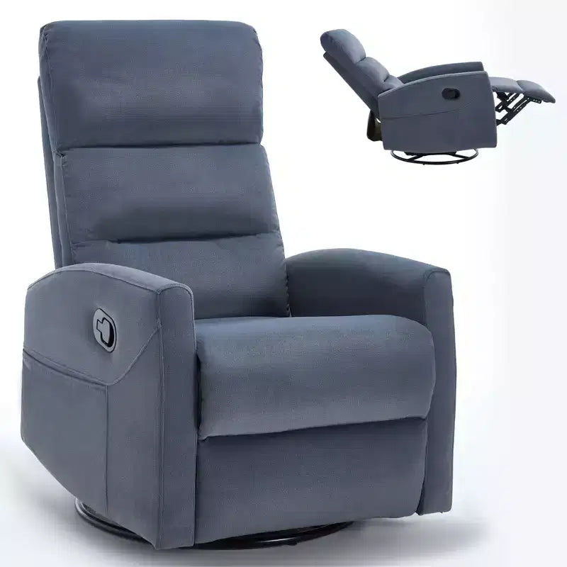 Fauteuil relax manuel avec fonction bascule et pivot en tissu, fauteuil d'appoint rembourré pour salon