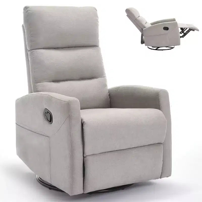 Fauteuil relax manuel avec fonction bascule et pivot en tissu, fauteuil d'appoint rembourré pour salon