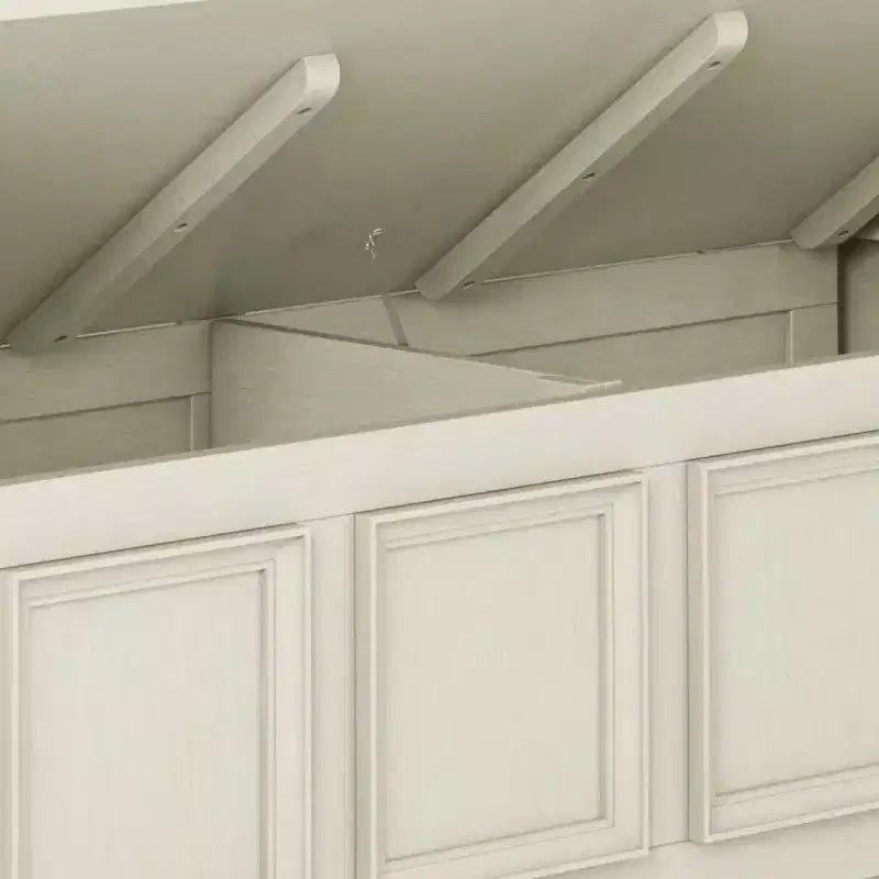 Banc de rangement d'entrée de style transitionnel Halifax 48 po blanc antique : Bois massif, deux compartiments, capacité de 136 kg