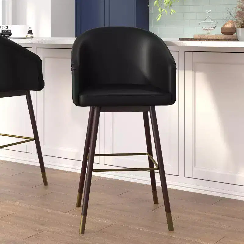 Tabourets de bar rembourrés avec cadres en bois