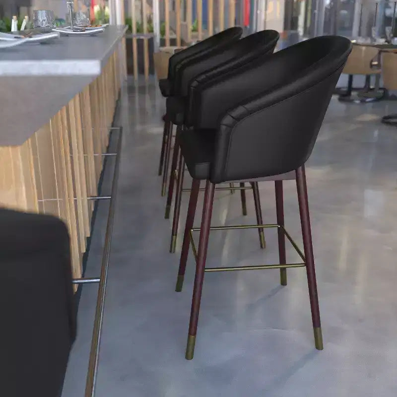 Tabourets de bar rembourrés avec cadres en bois