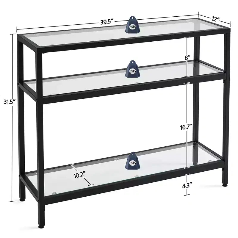 Console de Table 3 Niveaux en Verre Trempé pour Porche