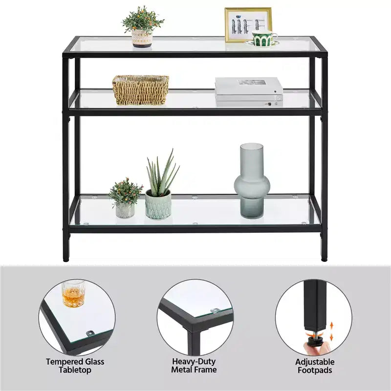 Console de Table 3 Niveaux en Verre Trempé pour Porche