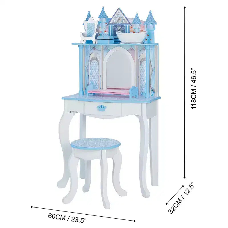 Coiffeuse château enchanté (blanc/rose)