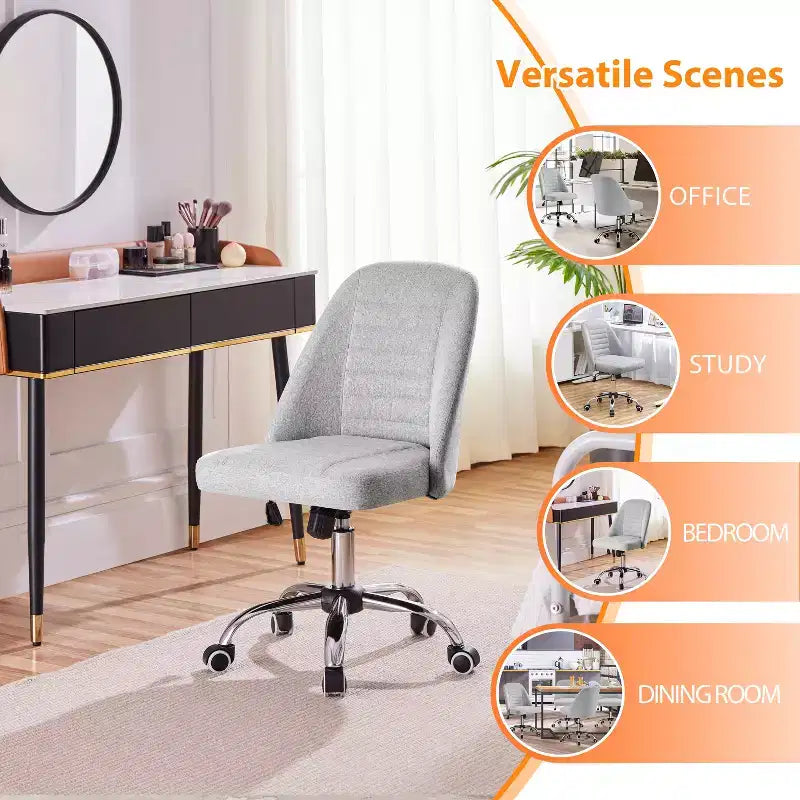 Chaise de bureau à dossier mi-haut en similicuir avec piètement en métal chromé