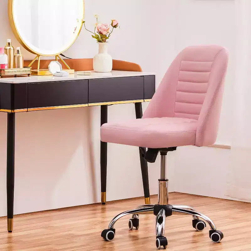 Chaise de bureau à dossier mi-haut en similicuir avec piètement en métal chromé