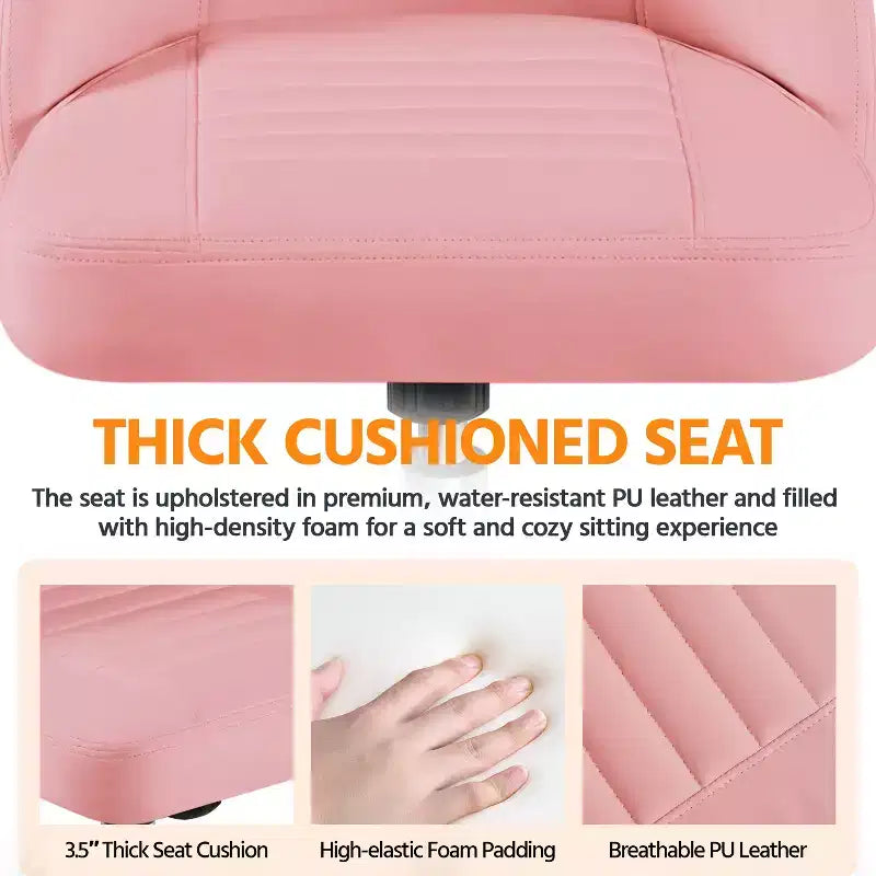 Chaise de bureau à dossier mi-haut en similicuir avec piètement en métal chromé